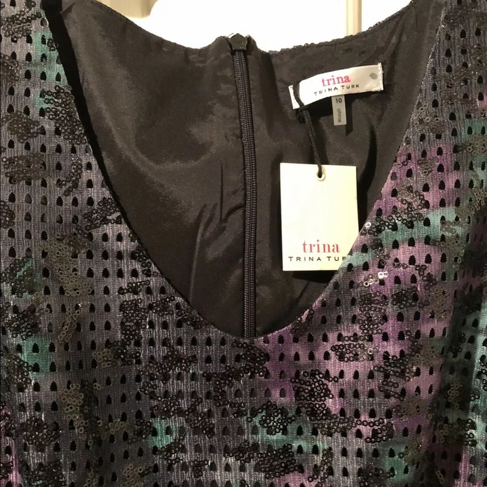 NWT Trina Turk black/purple sequin dress, sz 8
